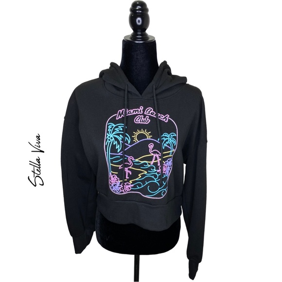 Stella Viva Miami Cropped Hoodie Size L - Picture 1 of 5
